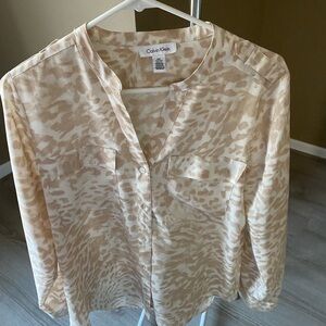 Calvin Klein Beige Animal Print Blouse